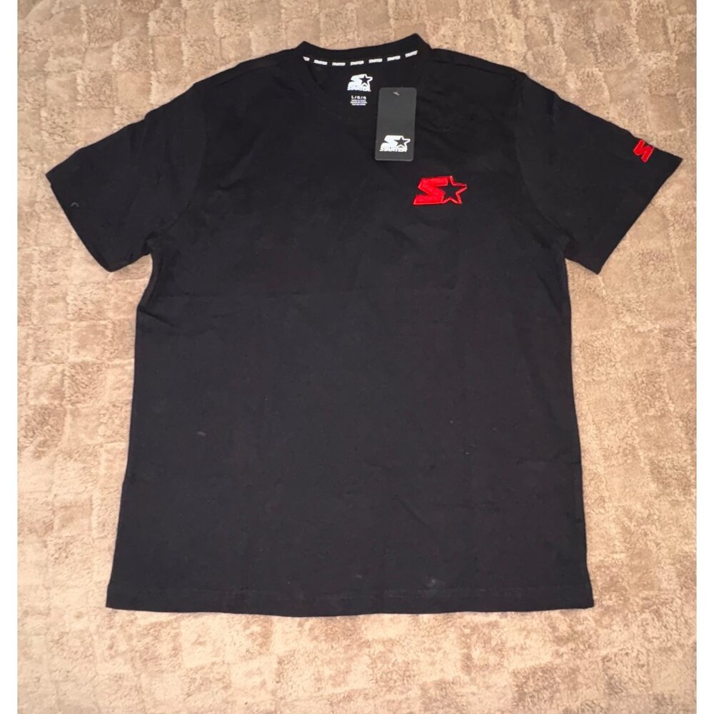 NWT New Starter Mens Sunset Beach Regular-Fit Logo Graphic T-Shirt 100% Cotton L